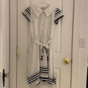 Striped-Sleeved Shirt Dress